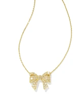 Krista Gold Bow Short Pendant Necklace White Mix