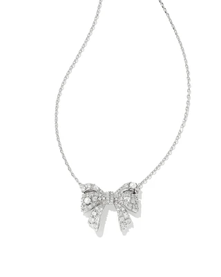 Krista Gold Bow Short Pendant Necklace in White Mix