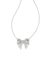 Krista Gold Bow Short Pendant Necklace in White Mix