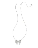 Krista Gold Bow Short Pendant Necklace in White Mix