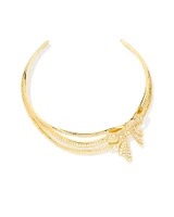 Krista Gold Bow Statement Necklace White Mix