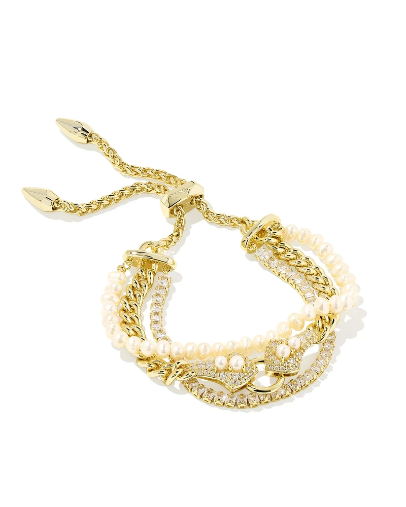 Krista Gold Statement Bracelet in White Mix