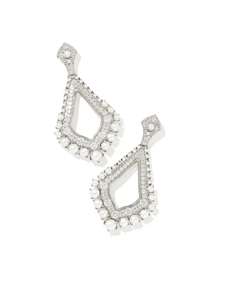 Krista Silver Statement Earrings in White Mix