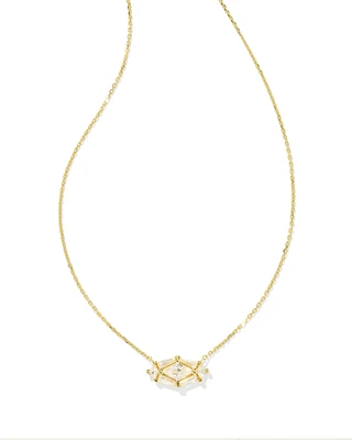 Lindy Rae Elisa Gold Short Pendant Necklace White Crystal