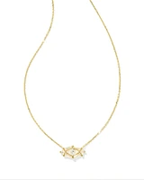 Lindy Rae Elisa Gold Short Pendant Necklace White Crystal