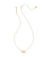 Lindy Rae Elisa Gold Short Pendant Necklace White Crystal