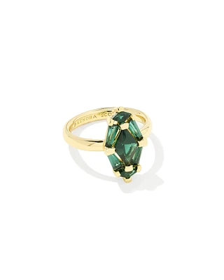 Lindy Rae Elyse Gold Cocktail Ring Green Crystal