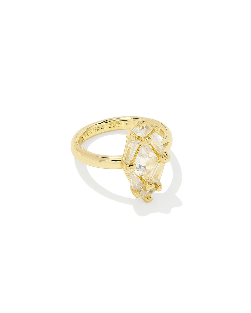 Lindy Rae Elyse Gold Cocktail Ring Crystal