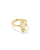 Lindy Rae Elyse Gold Cocktail Ring Crystal