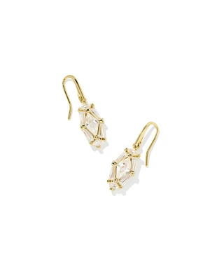 Lindy Rae Lee Gold Drop Earrings in White CZ