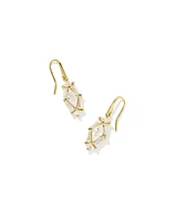 Lindy Rae Lee Gold Drop Earrings in White Crystal