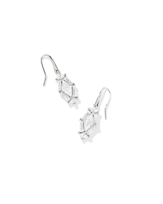 Lindy Rae Lee Silver Drop Earrings in White Crystal