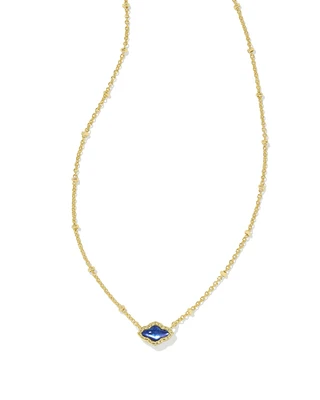 Mini Abbie Gold Satellite Short Pendant Necklace in Navy Abalone