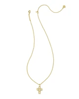 Pearl Gold Cross Short Pendant Necklace White