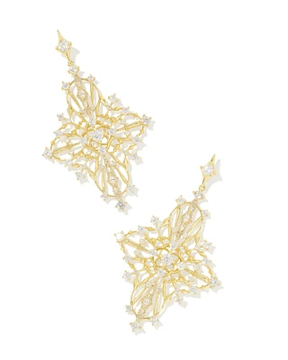 Rosalie Gold Statement Earrings White CZ