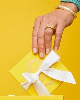 Krista Gold Bow Cocktail Ring White Mix