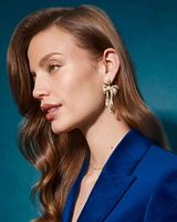 Krista Gold Bow Statement Earrings White Mix