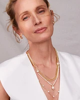 Krista Gold Statement Necklace in White Mix