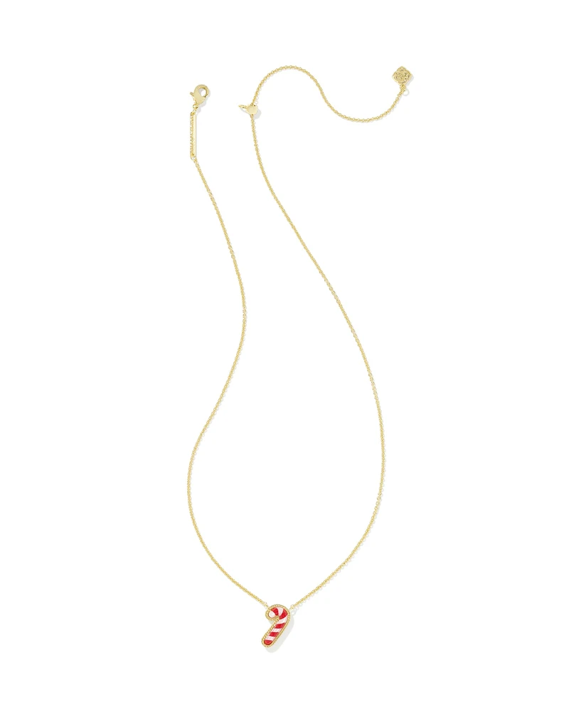 Candy Cane Gold Short Pendant Necklace in Ivory Mother-of-Pearl