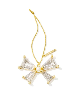 Blair Gold Bow Ornament in White