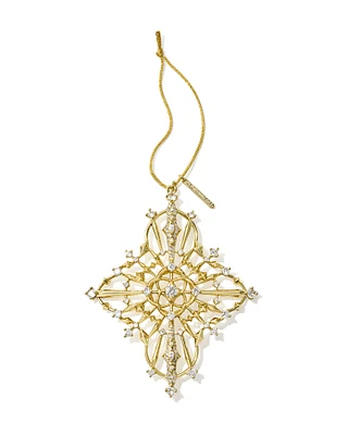 Rosalie Gold Ornament in White