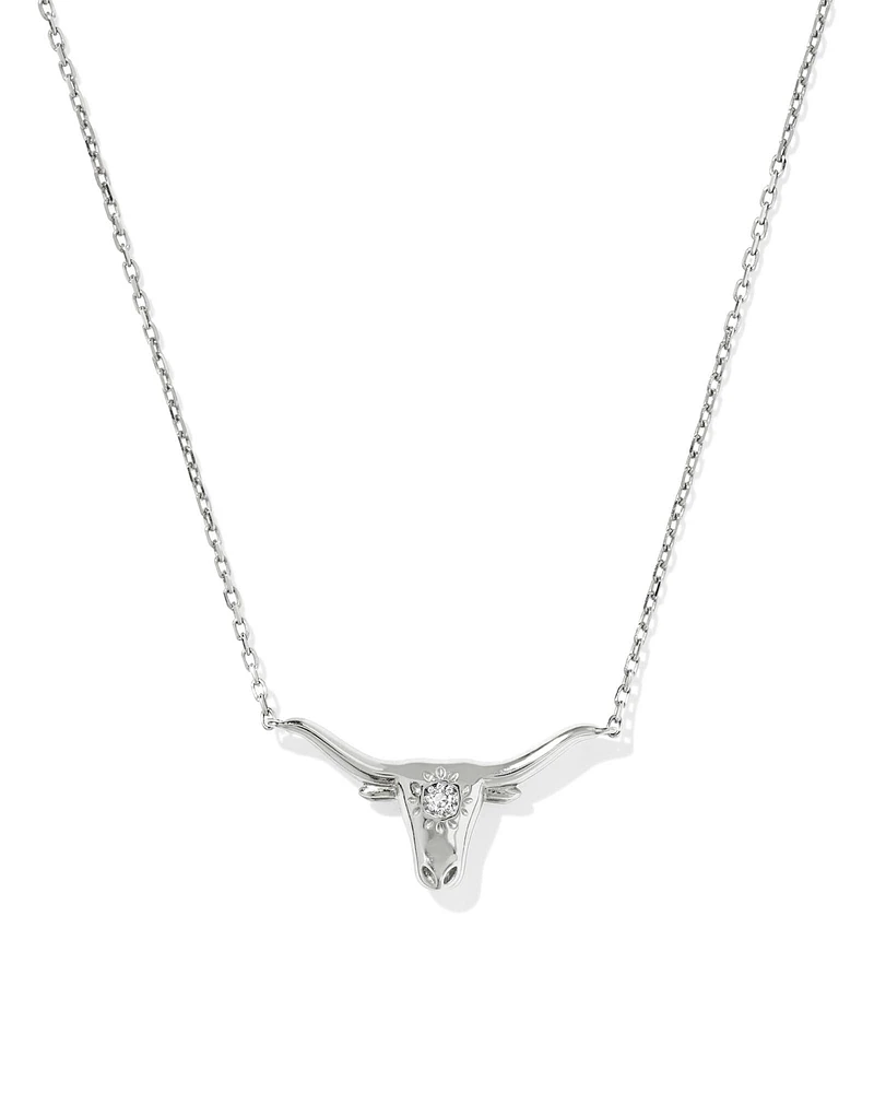 Diamond Accent 14k Gold Longhorn Necklace White