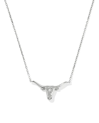 Diamond Accent 14k Gold Longhorn Necklace White