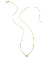 Tiny Star of David 14k Gold Pendant Necklace White Diamond