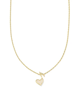 Dolly Parton x Kendra Scott Gold Ari Heart Music Note Short Pendant Necklace Light Pink Drusy