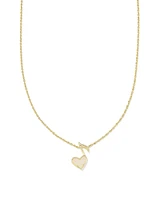 Dolly Parton x Kendra Scott Gold Ari Heart Music Note Short Pendant Necklace Light Pink Drusy