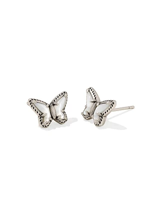Dolly Parton x Kendra Scott Vintage Silver Butterfly Small Stud Earrings Ivory Mother-of-Pearl