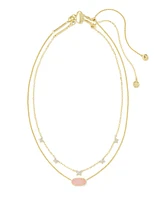 Dolly Parton x Kendra Scott Gold Elisa Convertible Butterfly Multi Strand Necklace in Light Pink Drusy