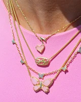 Dolly Parton x Kendra Scott Gold Butterfly Short Pendant Necklace in Light Pink Drusy