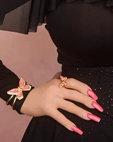 Dolly Parton x Kendra Scott Gold Butterfly Cocktail Ring Light Pink Iridescent Abalone