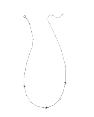 Michelle 14k White Gold Strand Necklace in Blue Sapphire
