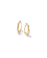 Willow 14k Yellow Gold Huggie Earrings in White Diamond