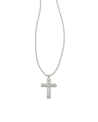 Cross Gold Pendant Necklace White CZ