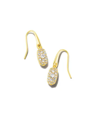 Grayson Gold Drop Earrings in White Crystal