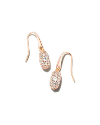 Grayson Rose Gold Drop Earrings in White Crystal