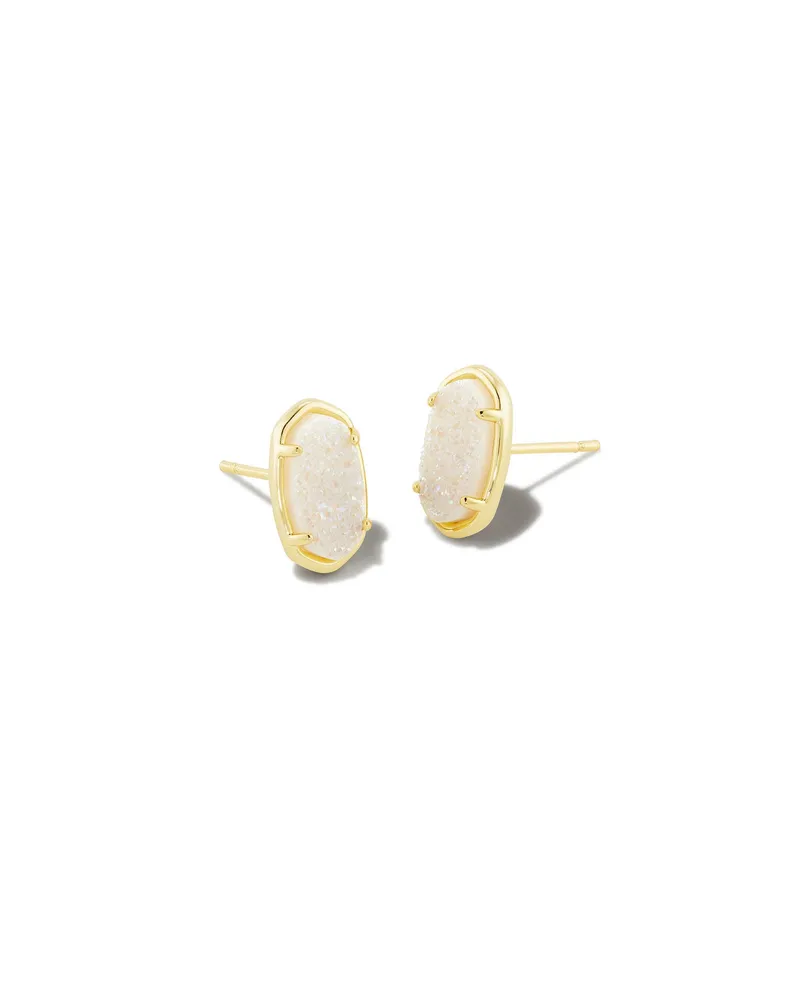 Grayson Gold Stud Earrings in Iridescent Drusy