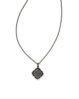 Mallory Gunmetal Pendant Necklace in Black Drusy