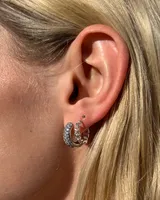 Mikki Pave Huggie Earrings in Silver