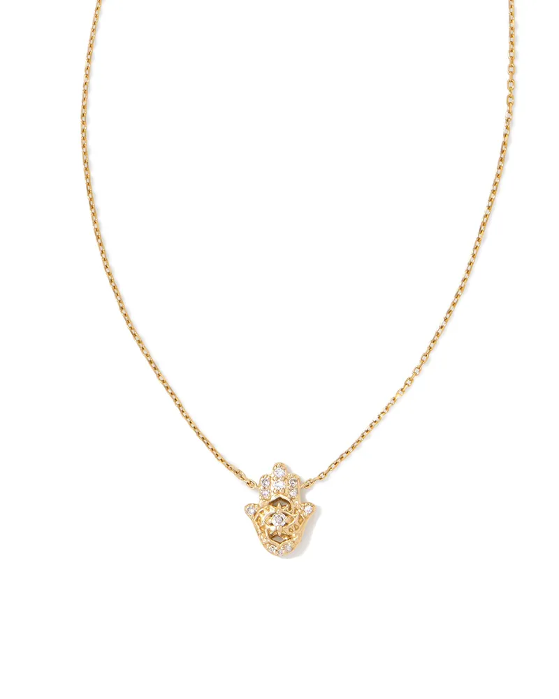 Hamsa 14k White Gold Pendant Necklace Diamond