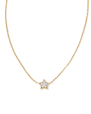 Tiny Star 14k White Gold Pendant Necklace Diamond