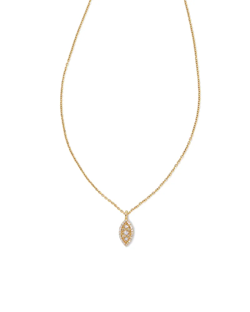 Vivianne 14k Gold Pendant Necklace in White Diamond