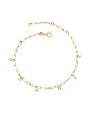 Willow 14k Yellow Gold Delicate Chain Bracelet in White Diamond