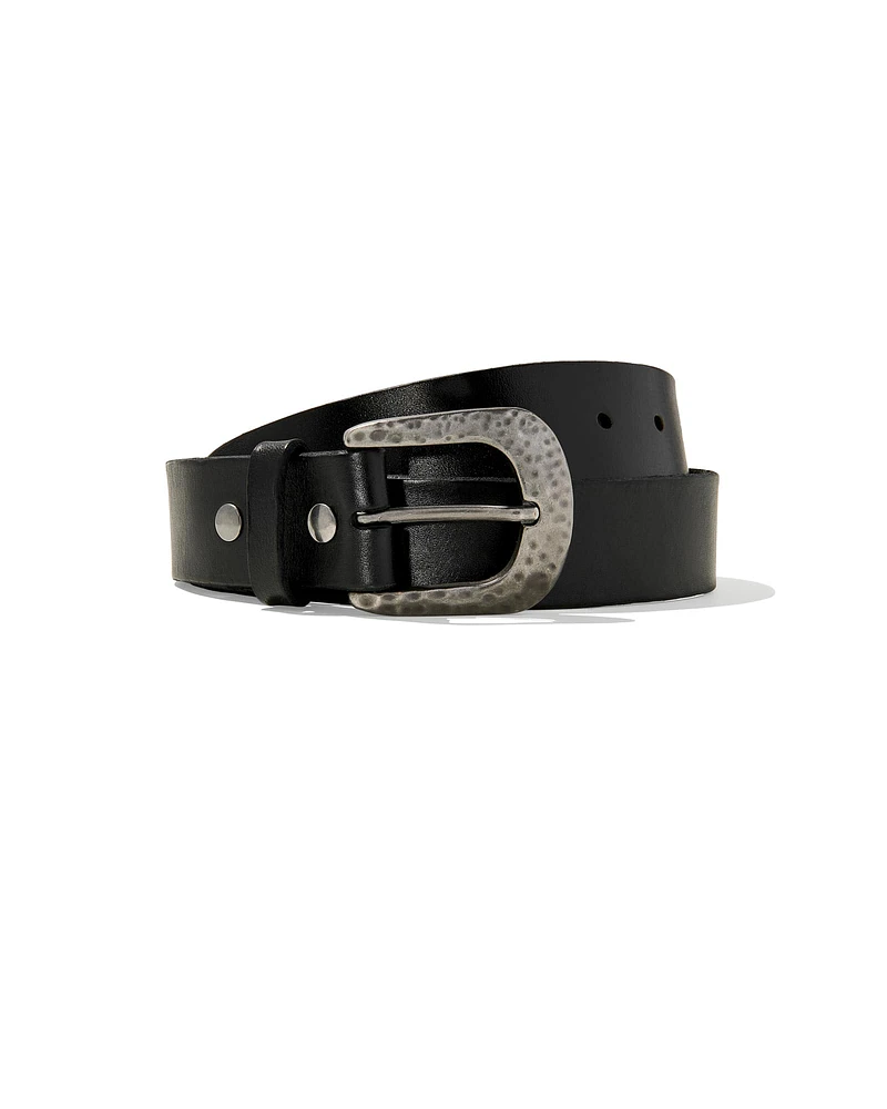 Hammered Buckle Belt Cognac Leather