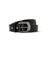 Hammered Buckle Belt Black Leather