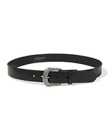 Hammered Buckle Belt Black Leather