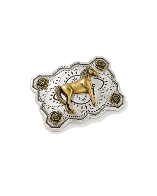 Yellow Rose Equine Belt Buckle in Mixed Metal